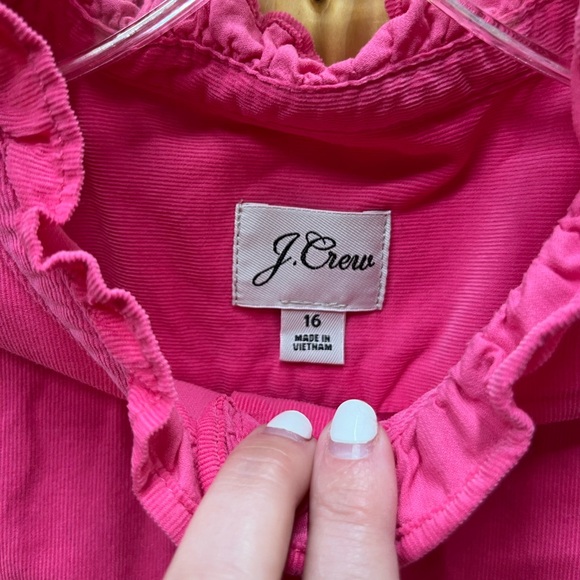 J. Crew Classic Fit Ruffle Button Down Pink Corduroy Shirt 16 XL - Picture 3 of 7